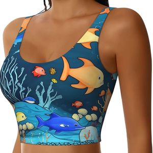 Soutien-gorge de sport personnalisé OEM pour femme, imprimé poisson océan, sublimation, crop top de yoga respirant, vêtements de fitness actifs en gros - Product Image 5