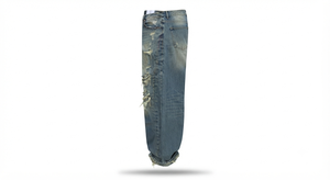 Jeans de Algodón 100% para Hombre, Corte Holgado, Estilo Vintage, con Logotipo Personalizado, Lavado, Desgastado, de Pierna Ancha, para Tallas Grandes - Product Image 4