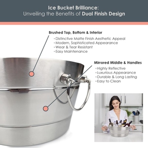 Premium Double Wall Stainless Steel Beverage Tub <b>With</b> <b>Lid</b> And Ring Handles Brushed Metal Party Ice <b>Bucket</b> Wholesale Supply - Product Image 4