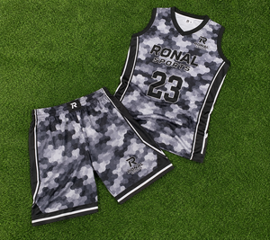 Ensemble maillot et short de basketball camouflage personnalisé OEM ODM, uniforme de basketball en polyester sublimé pour hommes, vêtements de sport pour entraînement d'équipe - Product Image 6