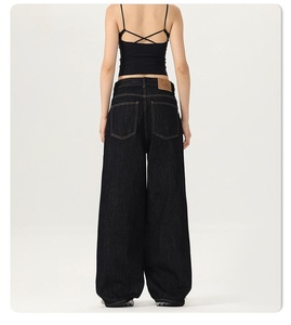 กางเกงยีนส์แฟชั่นทรงดินสอสำหรับผู้ชาย สไตล์วินเทจ ล้างสีแบบ Monkey Wash พร้อมป้ายหนัง ทรงเข้ารูปแบบลำลอง - Product Image 3