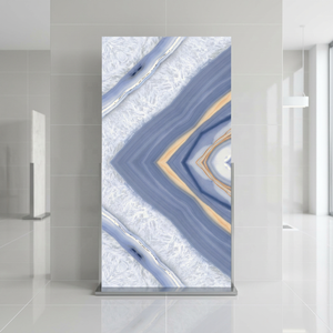 Carrelage Porcelanato Grand Format 600x1200mm, Finition Brillante Polie, Effet Livre Ouvert, pour Mur Extérieur, Brique de Foyer, Bleu Sigma - Product Image 2