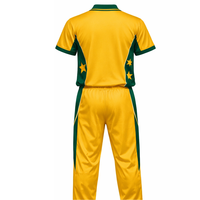Ensemble de maillot et pantalon de cricket jaune respirant personnalisé pour hommes, avec motif étoile sublimé, tenue d'entraînement professionnelle pour équipe