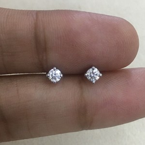 Brilliant Cut Natural Diamond Solitaire <b>Stud</b> <b>Earrings</b> Womens 0.20 Cttw 925 Sterling <b>Silver</b> Rhodium Plated Prong Set 2.5mm Trendy - Product Image 6