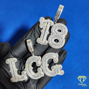 Custom Iced Out MASE <b>Letters</b> Pendant VVS Lab Grown Diamond Look Bubble Font Hip Hop <b>Name</b> Necklace - Product Image 3