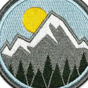 Circular Embroidered Mountain <b>Patch</b> With Sun And Trees <b>Sew</b>-<b>On</b> Applique For Gifts - Product Image 6