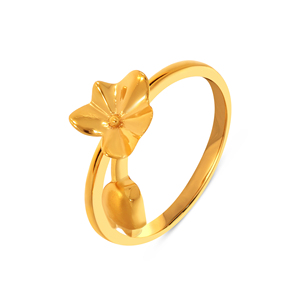 Elegant 18K Gold Plated Flower Leaf Open <b>Adjustable</b> <b>Ring</b> for Women Minimalist Floral Fashion Jewelry Wedding Anniversary Gift - Product Image 1