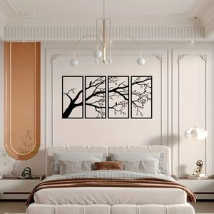 CIFbuy Quadri Moderni in Alluminio a Quattro Pezzi, Tema Natura Minimalista, Uccelli in Volo, Decorazione per la Casa, Regalo di Natale, Ritiro - Product Image 5