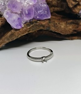 Support de monture de bague ovale cannelé en argent sterling massif 4x3mm, rhodié, pré-découpé, pour bijoux - Product Image 5