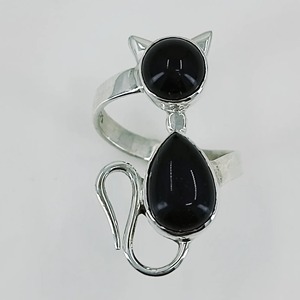 Black Onyx <b>Ring</b>, 925 Sterling Siver Handmade <b>Statement</b> Promise <b>Ring</b> for Men, Women, Natural Black Onyx Round Pear Shape Stone - Product Image 2