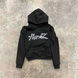 Sudadera con Capucha de Algodón Grueso para Hombre, Diseño Personalizado OEM, Invierno, Ecológica, Minimalista, con Estampado Desgastado y Pedrería - Product Image 1