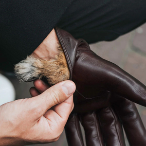 Gants de vélo en cuir marron avec doublure en microfibre, thermiques, longueur poignet, pour le cyclisme en extérieur en hiver et les sports - Product Image 2