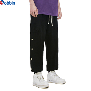 กางเกงวอร์มลำลองผู้ชายสไตล์ฮิปฮอปทรงโอเวอร์ไซส์ ผ้าเทอร์รี่เนื้อนุ่ม น้ำหนักเบา 100% ผ้าฝ้าย สำหรับฤดูใบไม้ร่วง มีกระเป๋าใหญ่ ทรงตรง สีพื้น - Product Image 6