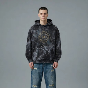 Sweat-shirt à capuche pour homme avec imprimé galaxie, motif astrologique du zodiaque et poche kangourou, logo personnalisé OEM ODM - Product Image 1