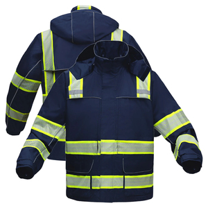 Veste de travail industrielle unisexe en coton léger, imperméable et réfléchissante à haute visibilité pour la sécurité routière - Product Image 3
