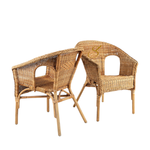 Modern Natural Rattan Dining Armchair Handmade Chair for Living Room Cafe Restaurant Furniture - Product Image 2