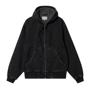 Venta al por mayor personalizado lavado pesado lona trabajador forrado cremallera arriba chaquetas con capucha 100% algodón hombres chaqueta de trabajo - Product Image 1