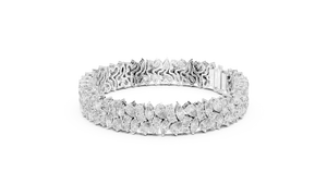 Bracelet tennis à fermoir à maillons, diamant de laboratoire taille poire et marquise, 13,5 carats, grappe florale, en or massif 18 carats, bijoux fins - Product Image 3