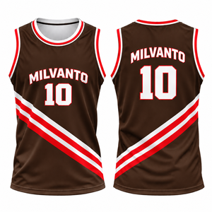 Maillot de basket personnalisé marron pour hommes et femmes |   Maillot de sport respirant de haute qualité 100% polyester, séchage rapide, évacuation de l'humidité - Product Image 1