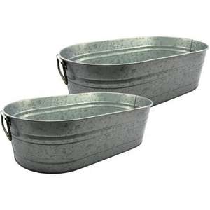 Lot de jardinières rustiques en métal galvanisé, grandes bacs à fleurs décoratifs faits à la main pour jardin et décoration de ferme - Product Image 6