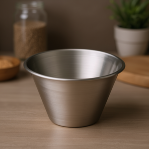 Ciotola conica in acciaio inossidabile da 12 Oz per la preparazione del caffè, design minimalista lucido e resistente - Product Image 3