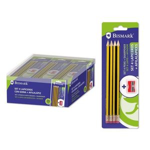 Set di matite Bismark, 4 matite in legno con temperino per uso scolastico e d'ufficio - Product Image 1