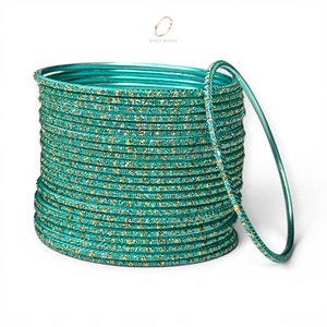 Bracelets tendance en acier inoxydable bleu vert exclusifs, plaqués or scintillant, avec cristaux, bijoux indiens modernes à prix de gros - Product Image 2