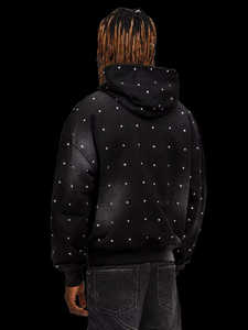 Sweat-shirt unisexe surdimensionné en coton épais, style streetwear vintage, avec strass et effet délavé personnalisé, coupe vieillie - Product Image 2