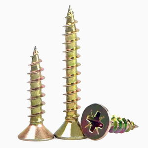 M3 x 200mm Self Drilling Chipboard <b>Screws</b>, Carbon Steel Yellow Zinc Plated, Phillips <b>Flat</b> Head Wood Fasteners - Product Image 4