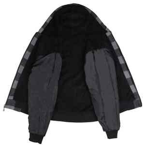 Sweat à capuche surdimensionné pour homme, entièrement zippé, en flanelle à carreaux, doublé en sherpa, en coton et polyester, polaire, sur mesure - Product Image 4