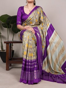 <b>Indian</b> Traditional Casual Saree with Floral Print for Daily Wear and Festive Function for Women Comfortable Fancy Trendy Outfit - Product Image 4