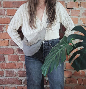 Sac bandoulière unisexe en cuir et toile, style rétro, pour poitrine, épaule, voyage, extérieur, mode, étanche, avec fermeture éclair, vente en gros LCSB-0023 - Product Image 2