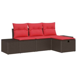 Conjunto de Sofá de Jardín de 4 Piezas de Ratán Sintético con Cojín de Almacenamiento - Product Image 2