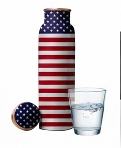 Trendy <b>Copper</b> Water <b>Bottle</b> With Flag Design Leak Proof Modern Style For Daily Hydration Travel Home Office Hiking - Product Image 5
