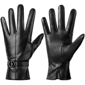 Gants en cuir pour femmes, longueur poignet, hiver, compatibles écran tactile, chauds, respirants, écologiques, sportifs, pour cadeaux de Noël - Product Image 4