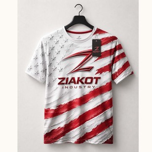 Camiseta Deportiva Blanca con Bandera Americana 3D Blanca y Roja Personalizada de la Industria Ziakot al por Mayor - Product Image 1