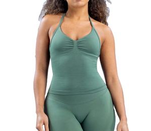 Custom LOGO High Quality Organic Cotton Knitted Hip Hop Slim Fit Women's Crop Tank <b>Top</b> <b>Rhinestone</b> Embellishments Eco-Friendly - Product Image 2