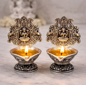 Silver Plated Carved Base Oil Lamp Diya <b>Stand</b> Holder for Home Temple Sacred Puja, available at wholesale prices. - Product Image 4