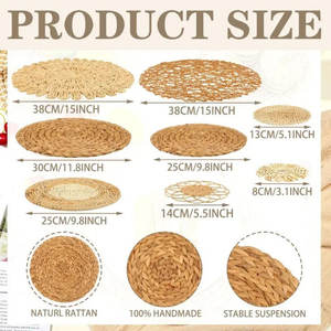 Juego de 13 cestas de pared Boho Chic hechas a mano estilo clásico decoración de mimbre y algas marinas varios tamaños y diseños listos para colgar - Product Image 3