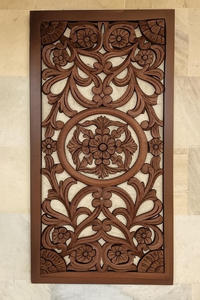 งานแกะสลักไม้ MDF รูปทรงสี่เหลี่ยมผืนผ้า ลายดอกไม้แบบดั้งเดิม 3 มิติ คุณภาพสูง ทำมือ สไตล์บ้านไร่ สำหรับตกแต่งผนังบ้าน - Product Image 3