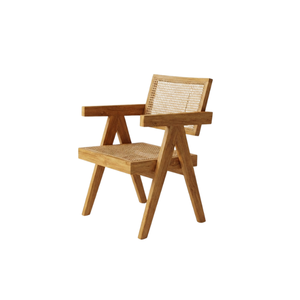 Silla de comedor de mimbre para interiores Akira, con detalles tejidos a mano, es perfecta para mejorar su espacio de comedor con comodidad natural. - Product Image 1