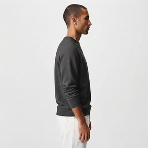 High Quality Streetwear Sweatshirt Solid Color Knitted Cotton with <b>Smooth</b> Fabric <b>Brushed</b> Interior Long Sleeves Everyday Wear - Product Image 2