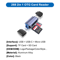 Lecteur de cartes USB/USB-C/Micro USB TF/SD/MS/M2 3-en-1/4-en-1 en alliage d'aluminium multifonction, vente en gros d'usine JAYA, prise en charge OEM/ODM