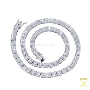 Collier tennis de luxe entièrement serti de pierres avec maillons rectangulaires, bijoux de mode hip-hop pour hommes et femmes, pour les acheteurs en gros - Product Image 5