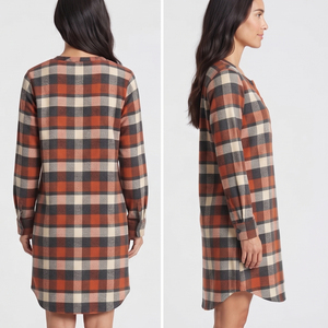 Robe longue en flanelle à carreaux pour femme, chemise longue boutonnée en flanelle à manches longues, 100 % coton - Product Image 5