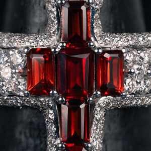<b>Cross</b> Gemstone <b>Ring</b> Claddagh Inspired <b>Silver</b> Plated Unisex Wedding Party Jewelry - Product Image 3