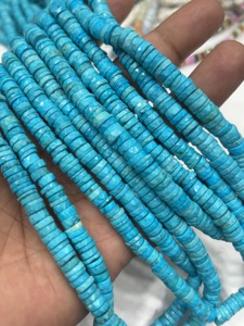 Perles de pierres précieuses de haute qualité pour la fabrication de bijoux, 17 pouces, marcassite bleue naturelle, facettées, forme de pneu Heishi, taille 7-8 mm - Product Image 4