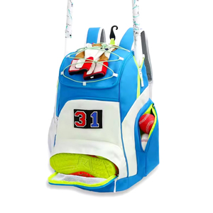 Mochila de Béisbol Azul con Soporte para Bate, Guante, Compartimento para Zapatos con Cordón Elástico para Niños, Deportes al Aire Libre - Product Image 1