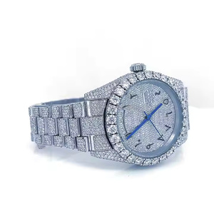 Reloj de Pulsera de Lujo para Hombre con Diamantes de Moissanita y Cuarzo, Estilo Platinum Glow, Iced Out, Premium, con Incrustaciones Brillantes - Product Image 4