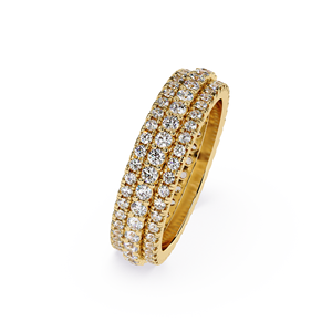 Triple Row Pave Round Cut Lab Grown Diamond 14K Solid Gold Bridal Wedding Band Engagement <b>Ring</b> Custom Wholesale Jewelry Supplier - Product Image 4